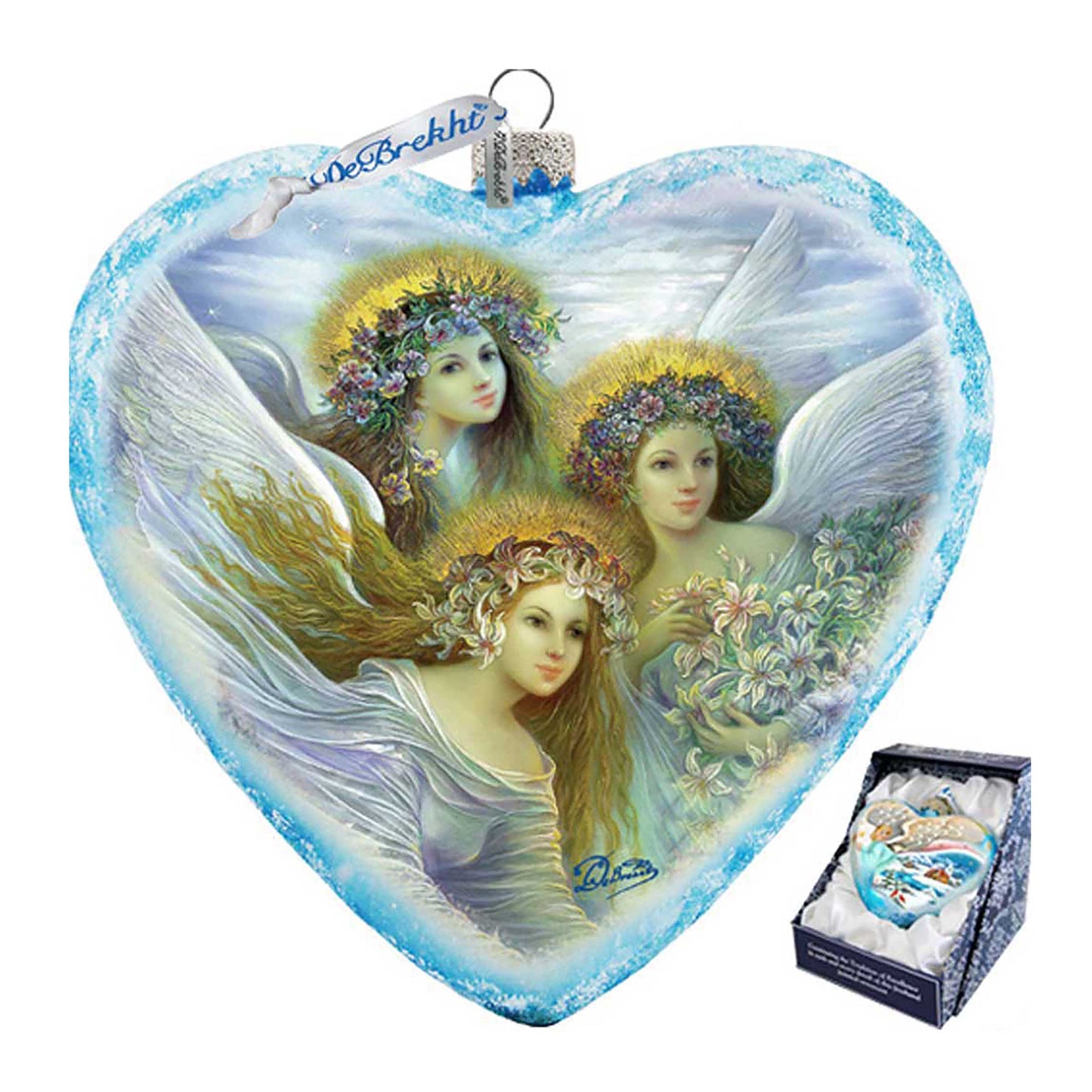 Three Angels Glass Ornament Limited Edition by Strelkina at G. DeBrekht - Nativity Holiday Decor - 738-083-ST