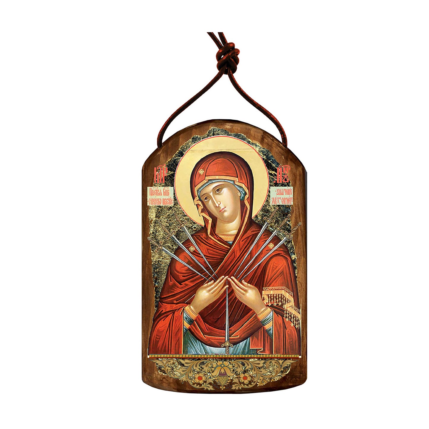 Virgin Mary of The Seven Swords Religious Christian Sacred Icon Ornament - Inspirational Icon Decor - 87037