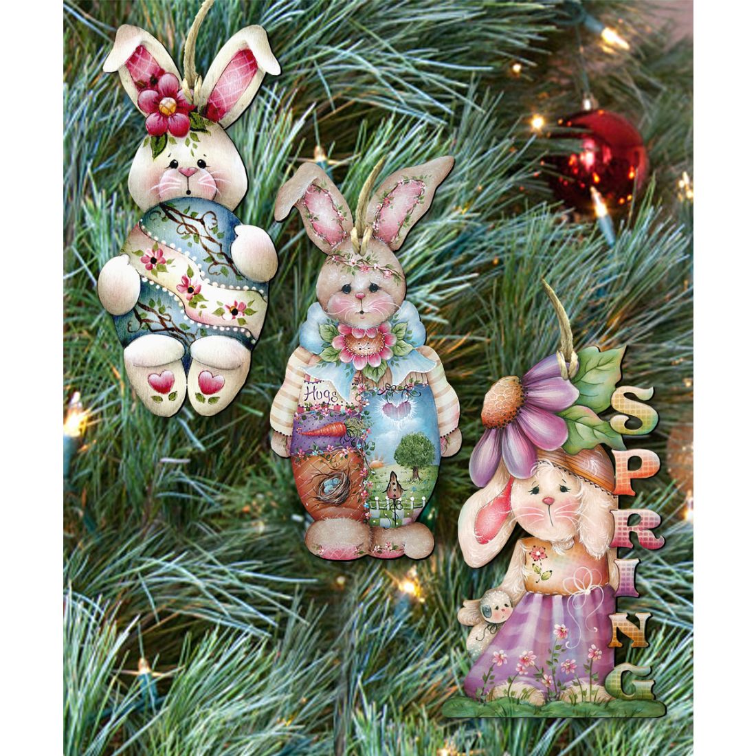 Spring Wooden Ornaments Set of 3 by Jamie Mills-Price - Easter Spring Decor - 8100085S3-MP