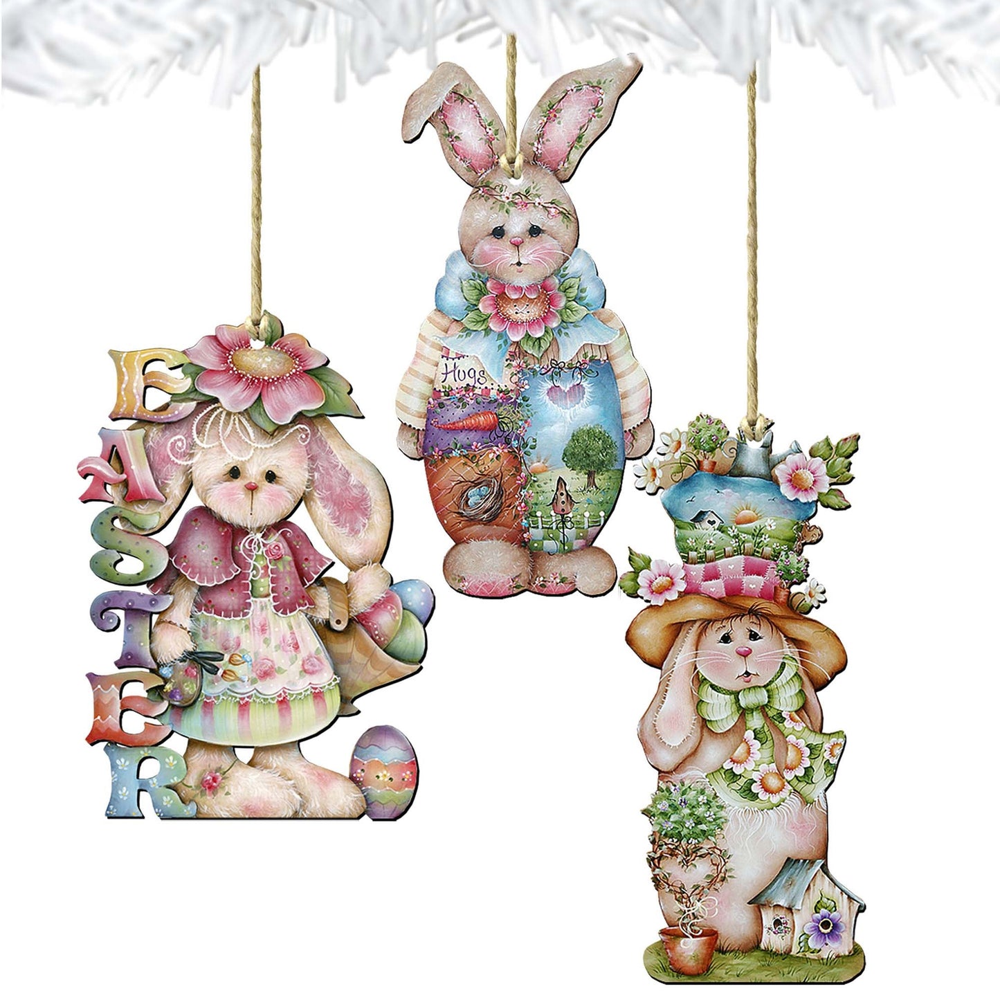 Easter Wooden Ornaments Set of 3 by Jamie Mills-Price - Easter Spring Decor - 8100086S3-MP
