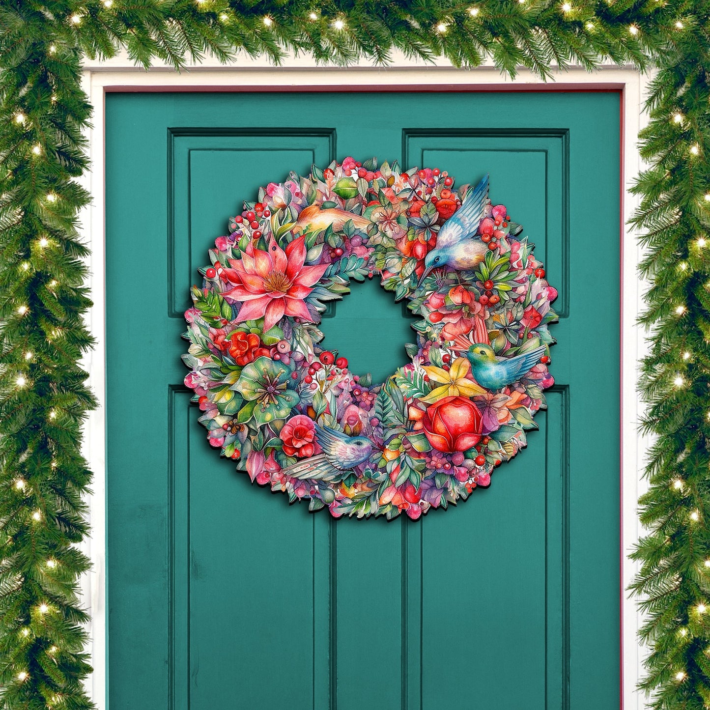 Summer Blooms Wreath Holiday Door Decor by G. Debrekht - Spring Easter Decor - 8611072H