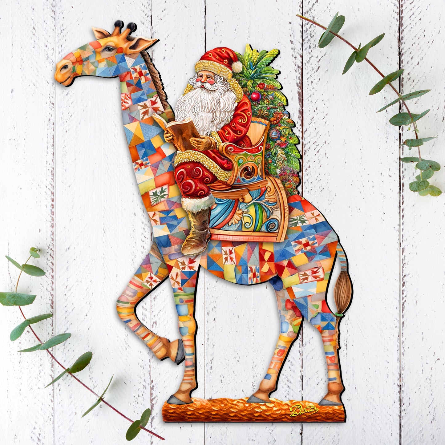 Santa's Giraffe Adventure Holiday Door Decor by G. Debrekht - Santa Snowman Decor - 8652803H