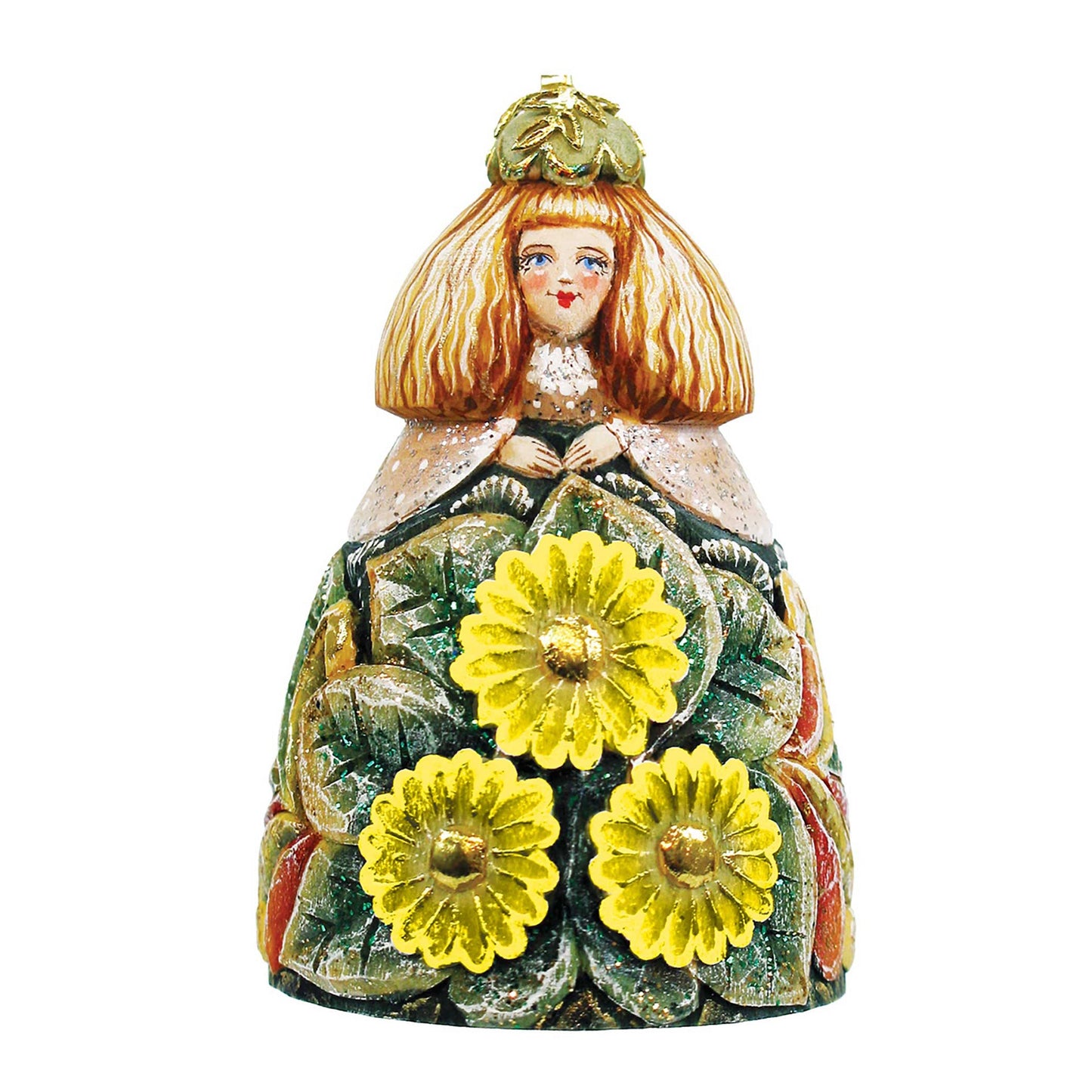 Sunflower Girl Bell Sculpted Hand-Painted Christmas Ornament by G. DeBrekht - Love Family Kids Decor - 623111