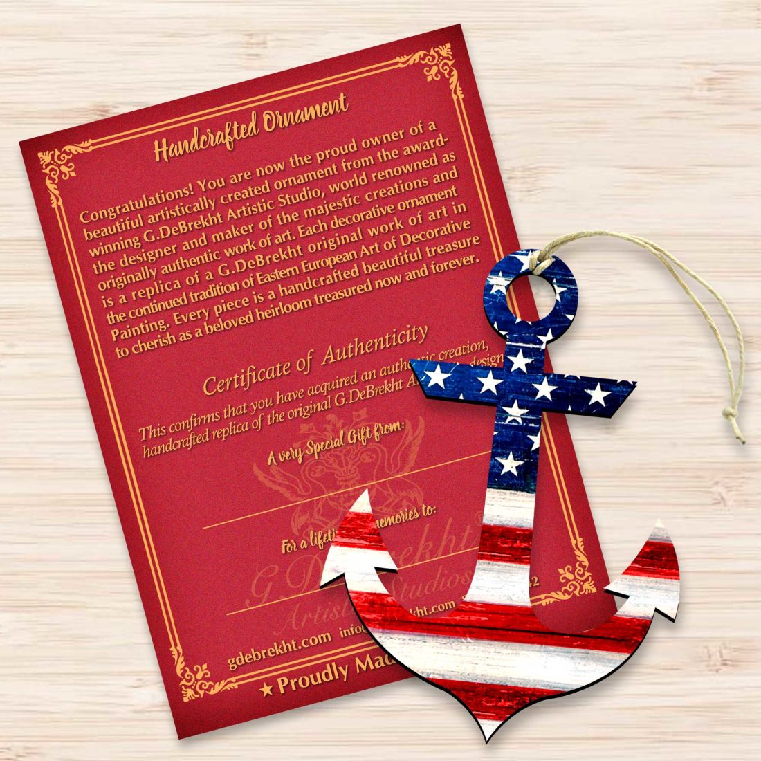 American Flag Anchor Wooden Ornaments - American Patriotic Decor - 8198913