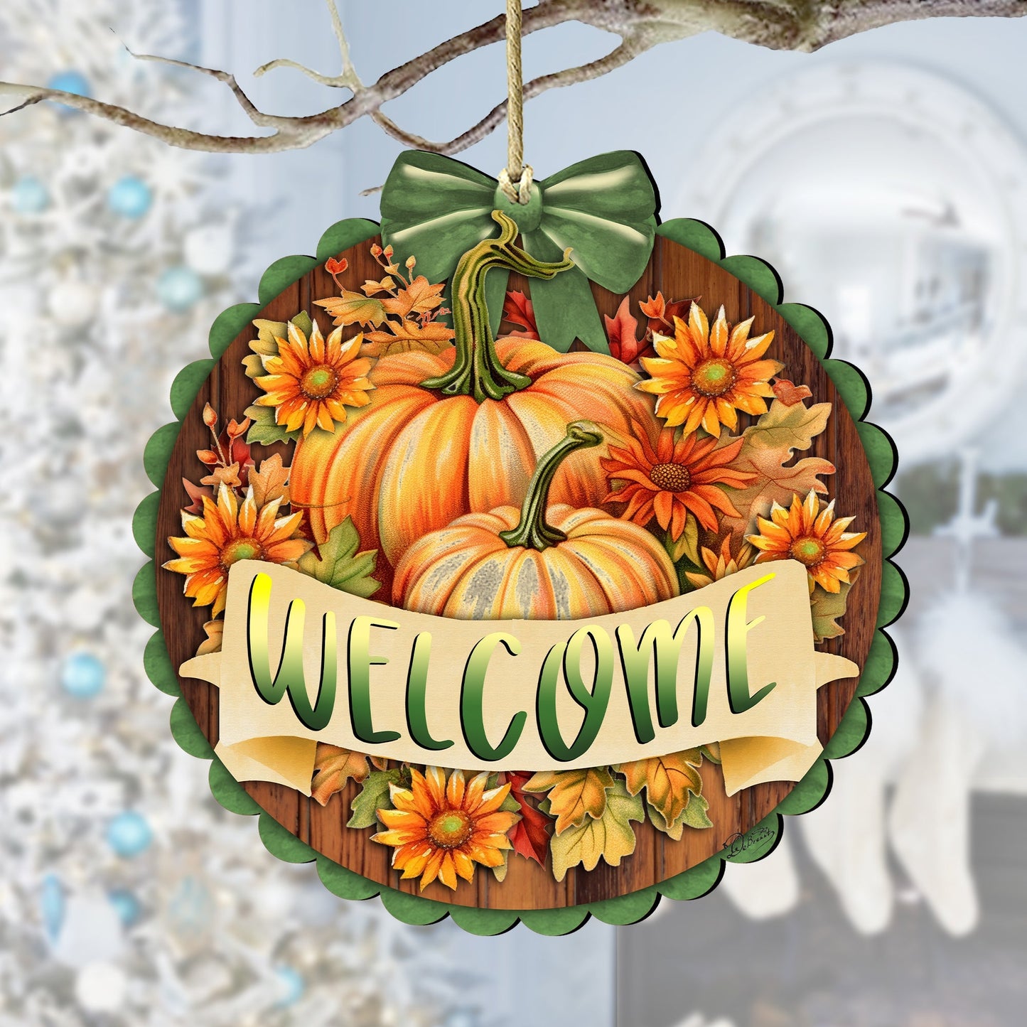Welcome Wooden Ornaments by G. Debrekht Thanksgiving Halloween Decor - 933123