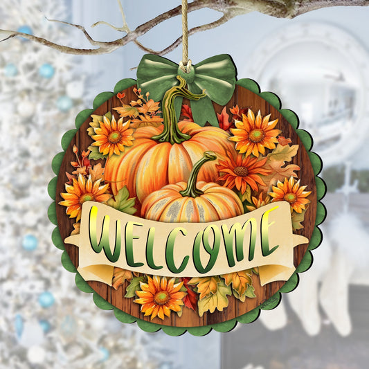 Welcome Wooden Ornaments by G. Debrekht Thanksgiving Halloween Decor - 933123