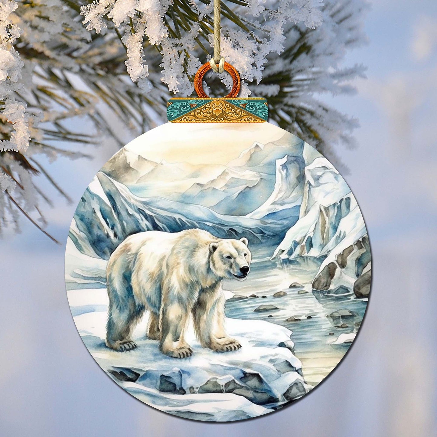 Polar Bear with Cub Wooden Ornaments by G.Debrekht - Wildlife Holiday Decor - 870048
