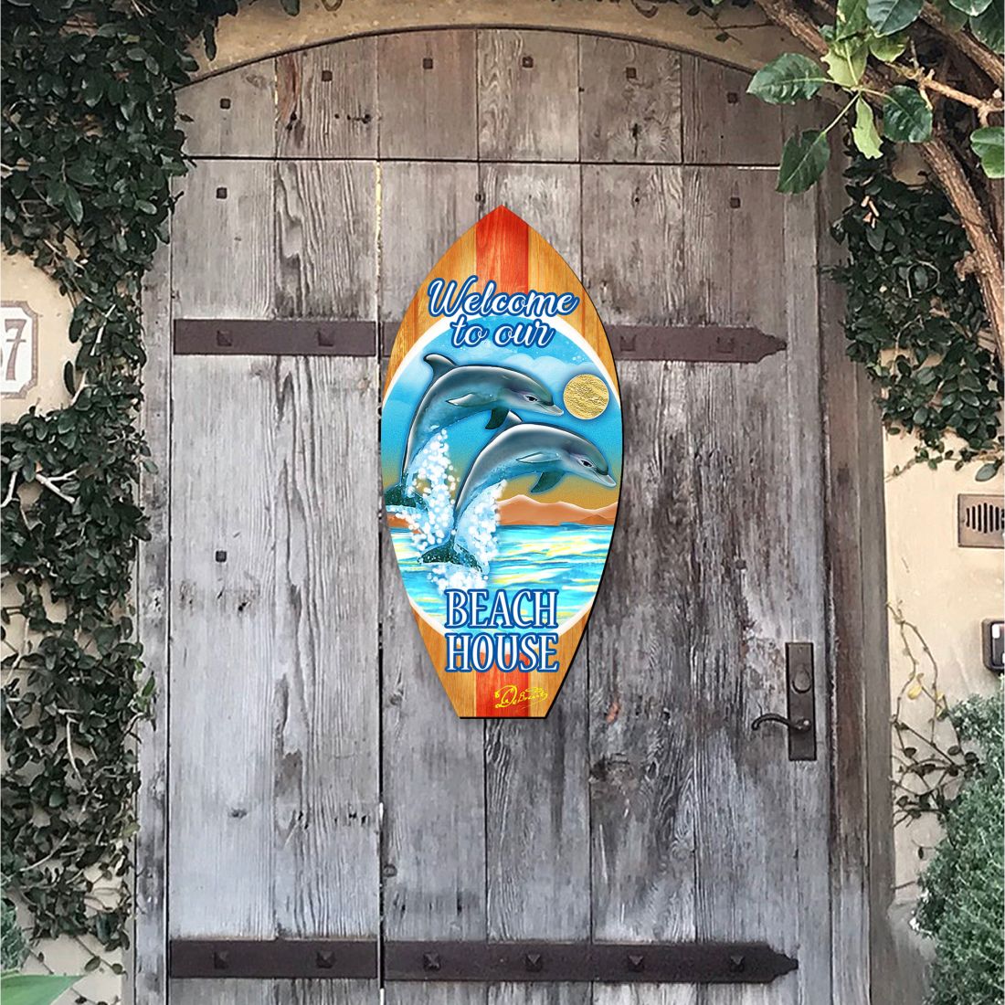 Surfboard Coastal Door Decor by G. DeBrekht - Coastal Holiday Decor - 8198522-2H