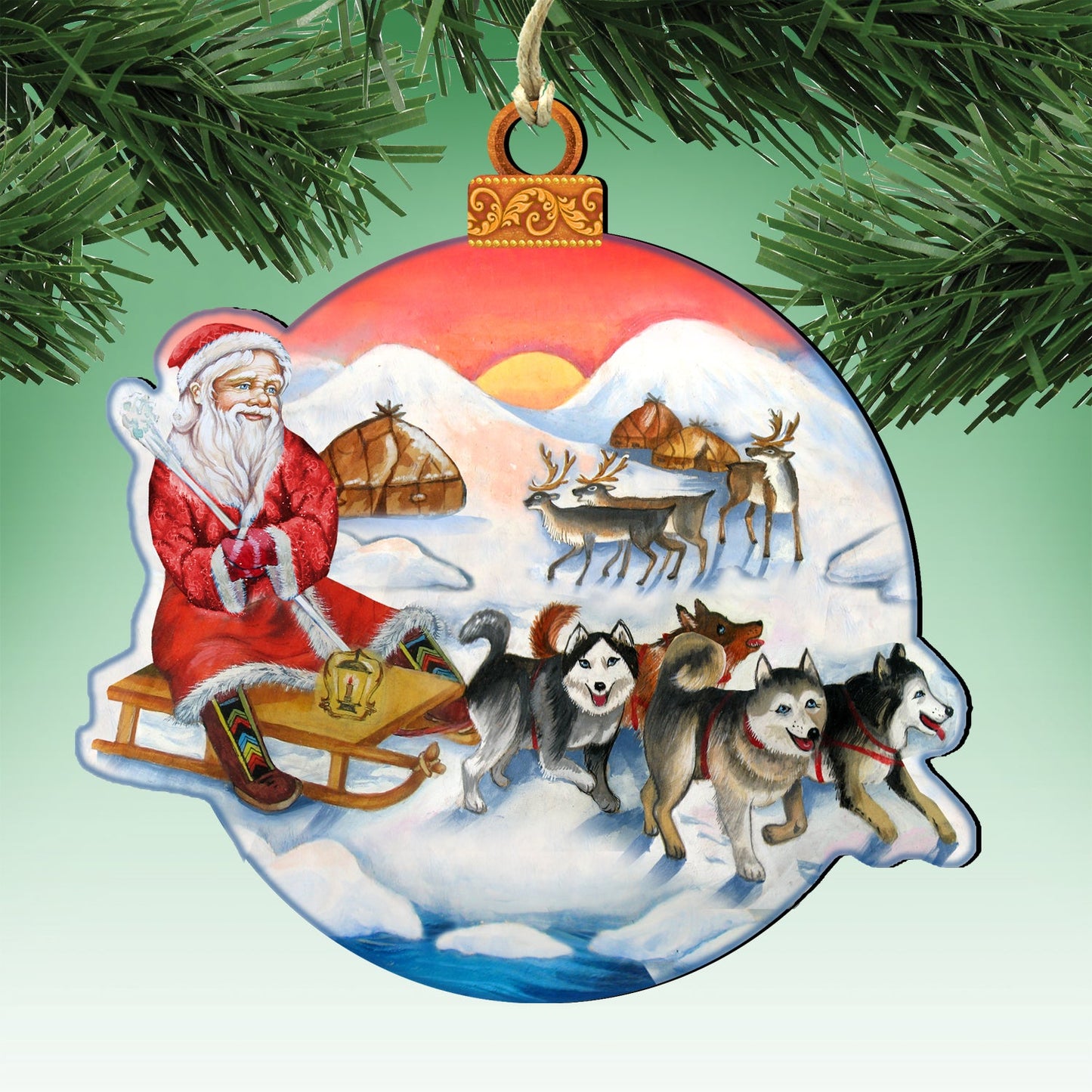 Christmas Journey Wooden Ornaments Set of 3 by G. DeBrekht - Christmas Santa Snowman Decor - 8100003S3