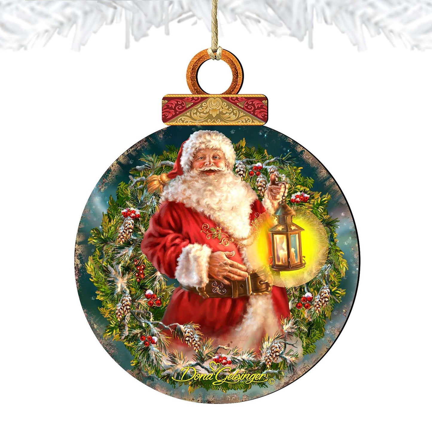 Enchanted Christmas Wreath Wooden Ornaments by Gelsinger - Christmas Santa Snowman Decor - 8021051-1003