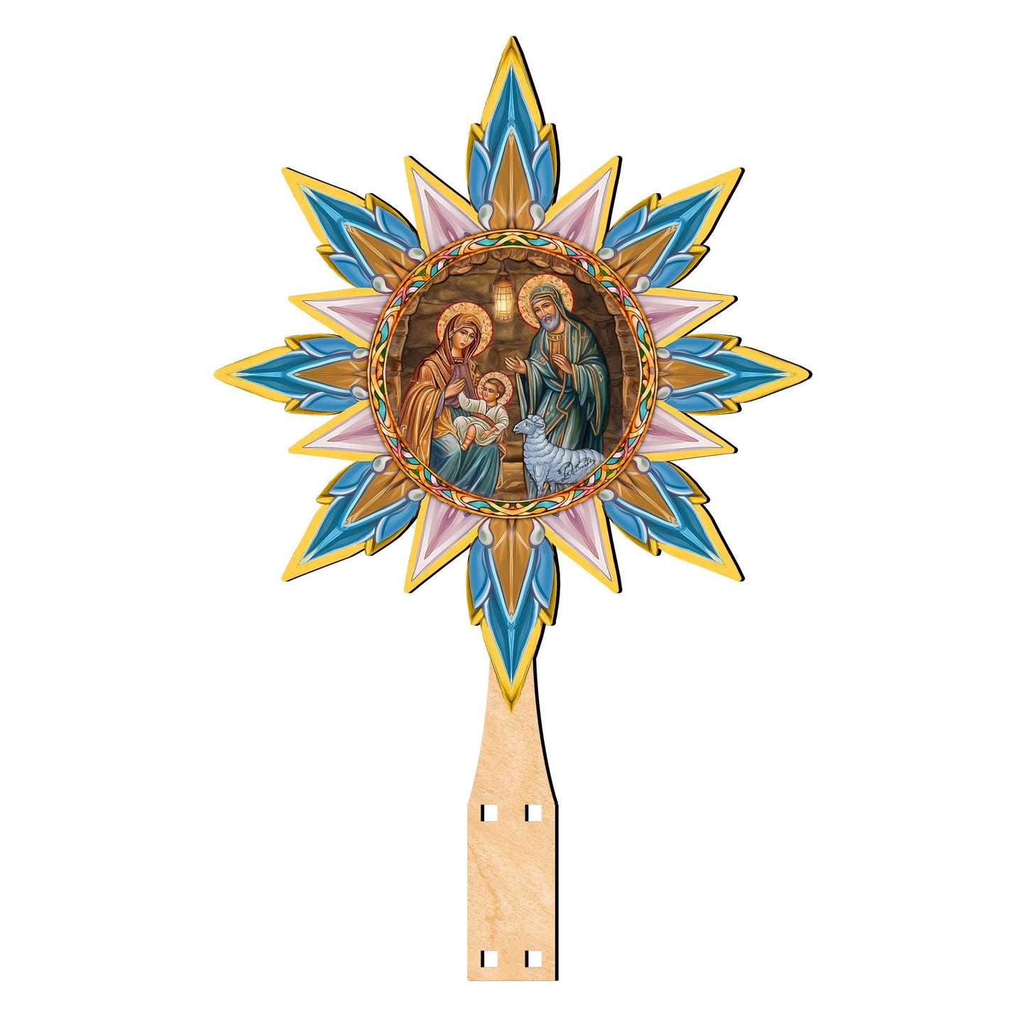 Orthodox Nativity Star Tree Topper Wooden Decor by G. Debrekht - Nativity Holiday Decor - 89504