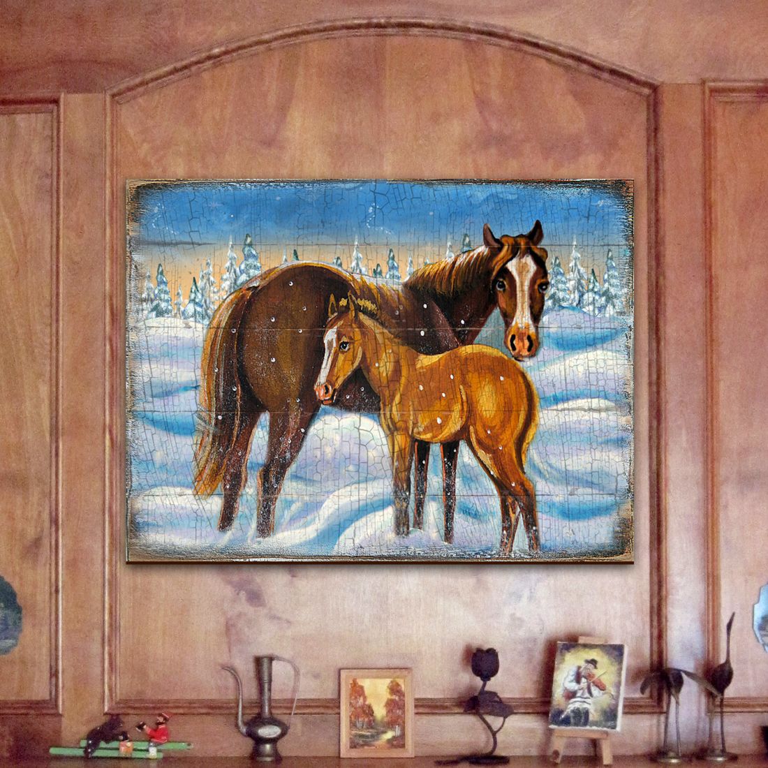 Horses Art Wooden Wall Art by Nature Wonders - Nature Wildlife Decor  - 95218B