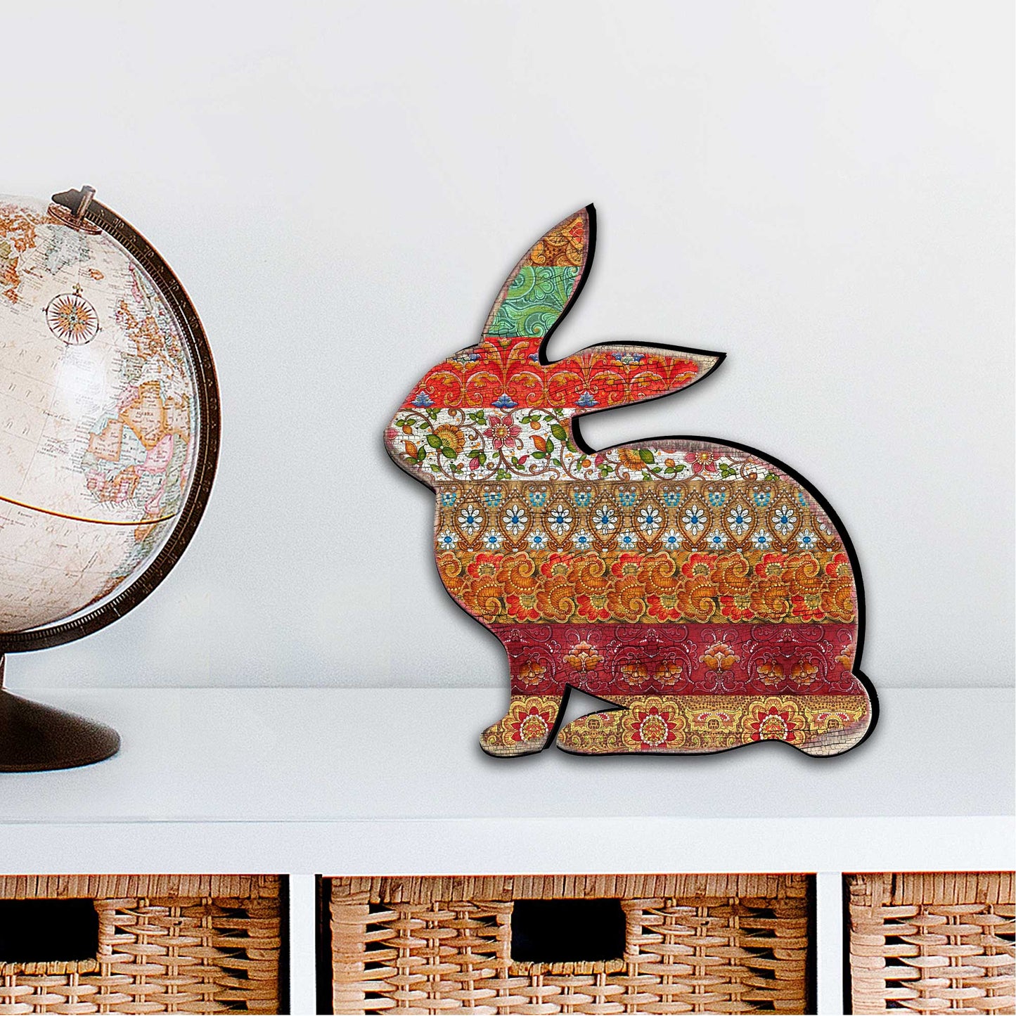 Easter Quilted Bunny Wooden Door Hanger, Wall Decor, Decorative Door Sign, Wall Art by G. DeBrekht Pets 8198134H