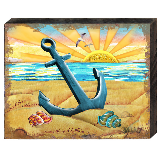 Decorated Anchor Wooden Wall Art - Coastal Holiday Decor - 8198521-2B