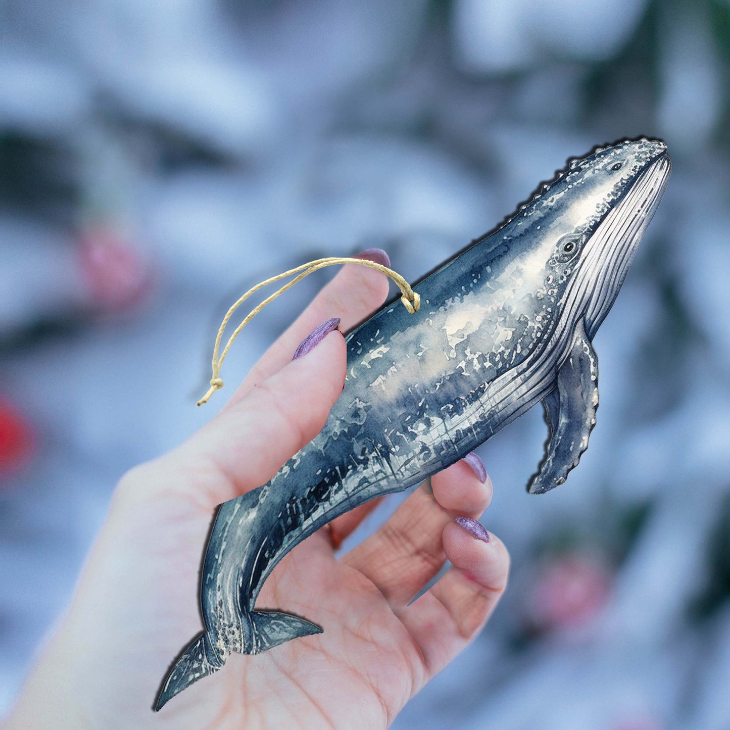 Alaskan Humpback Whale Wooden Ornaments by G.Debrekht - Wildlife Holiday Decor - 8710103-2