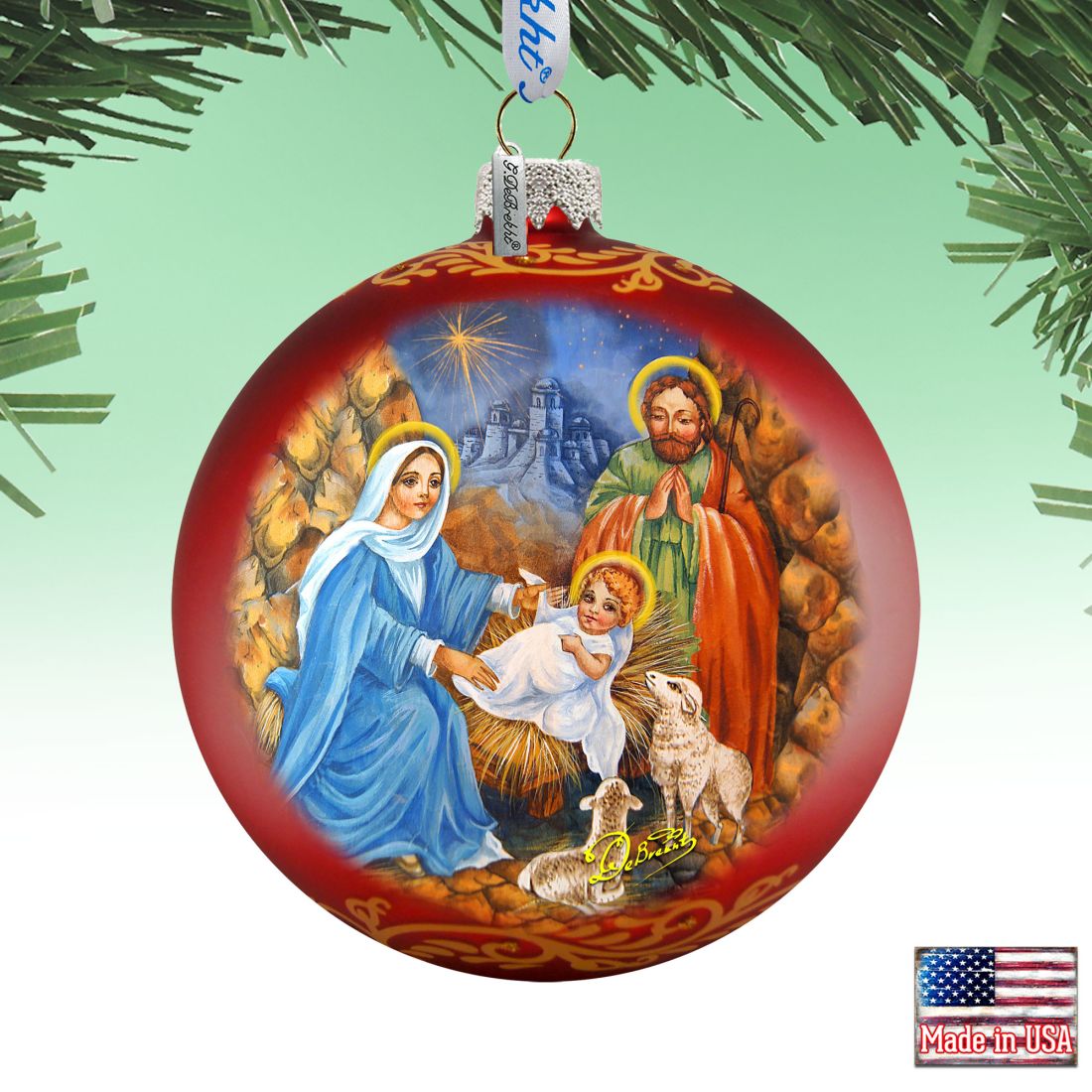 The Lamb of God Glass Ornament Limited Edition by G. DeBrekht - Nativity Holiday Decor - 73902