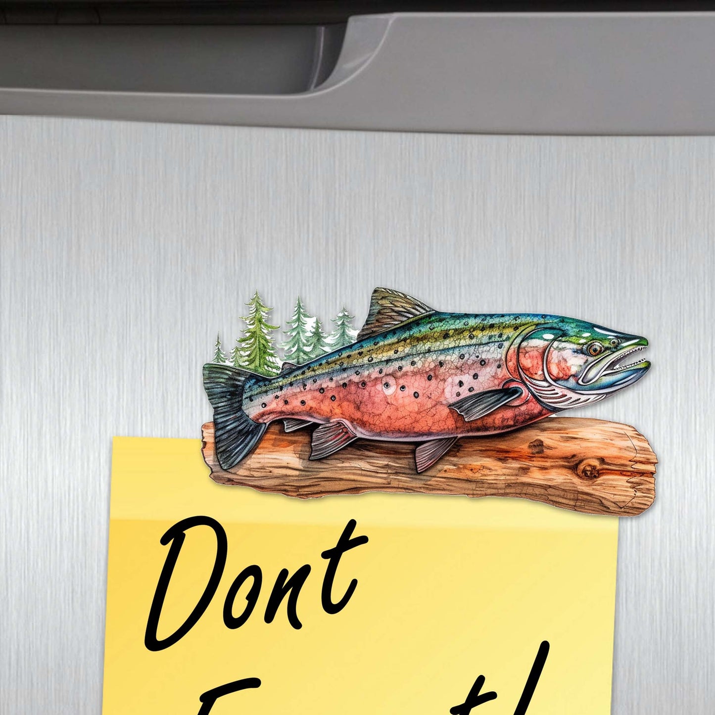 Wild Salmon Tales Decorative Wooden Magnets Set of 6 by G. Debrekht - Wildlife Coastal Decor - 8090109G-S6