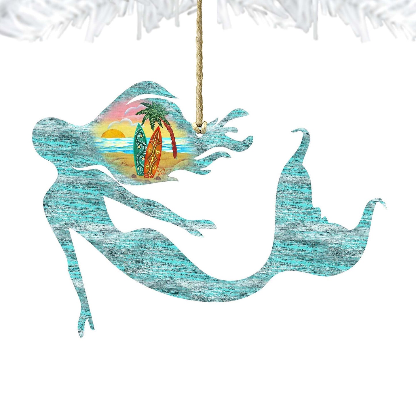 Mermaid Wooden Ornaments by G. DeBrekht - Coastal Holiday Decor - 8198514