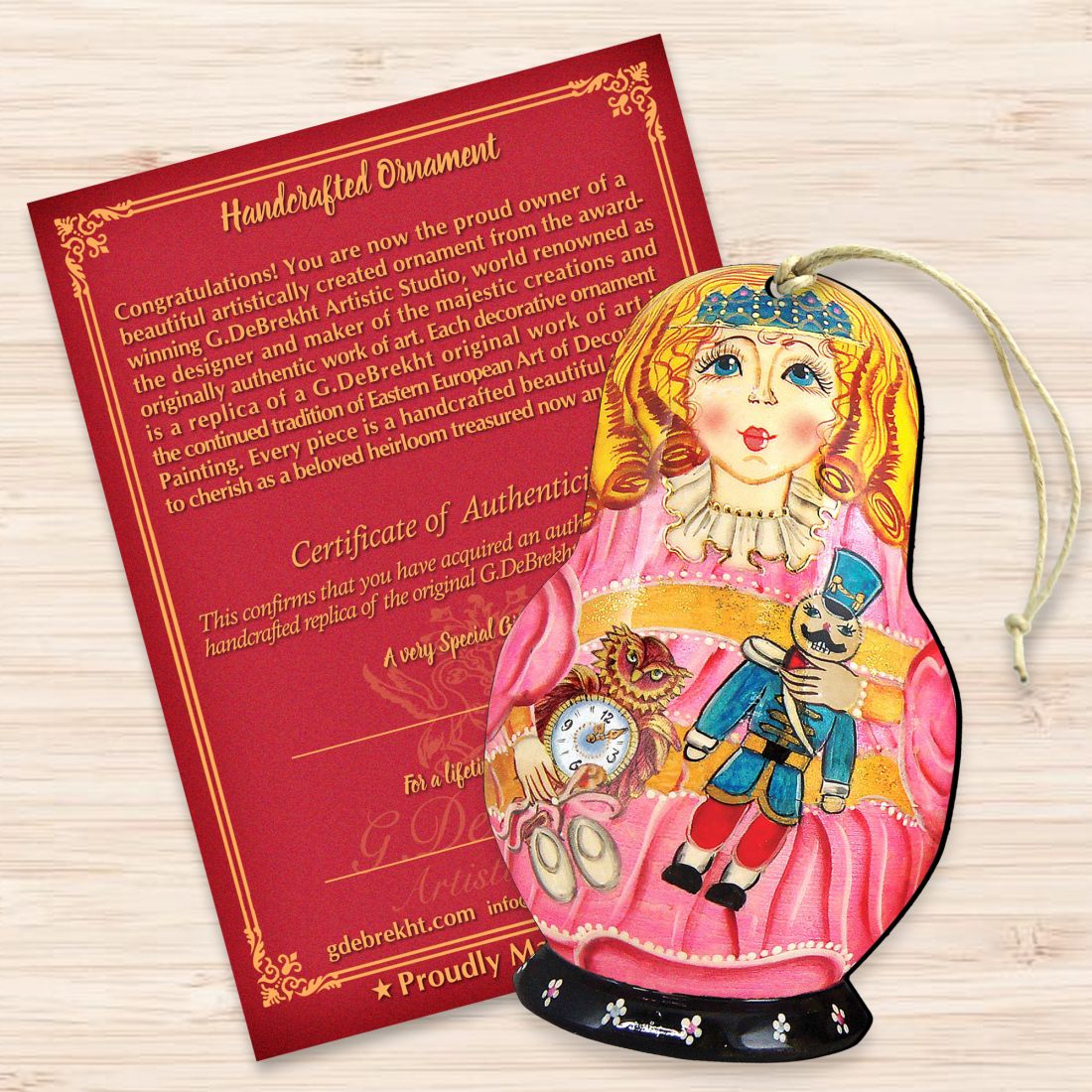 Clara Nutcracker Matreshka Wooden Ornaments by G. DeBrekht - Christmas Decor - 8115152