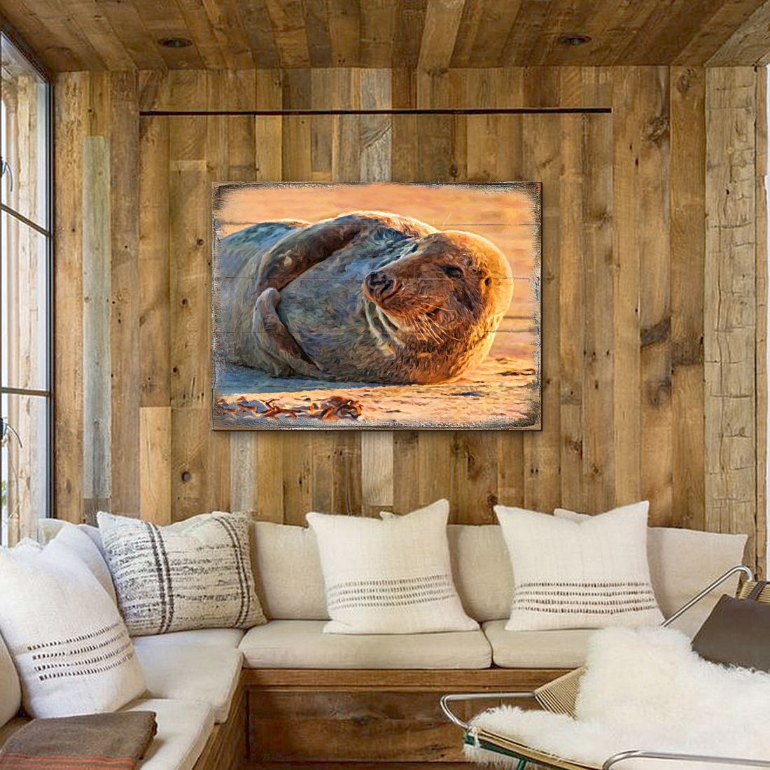 Speier Seal Wood Wooden Coastal Wall Art by Nature Wonders - Coastal Sea-Life Decor - 95260B