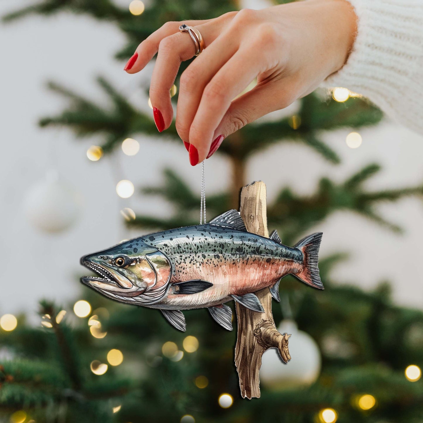 Alaskan Sockeye Wooden Ornaments by G.Debrekht - Wildlife Holiday Decor - 8710109-3