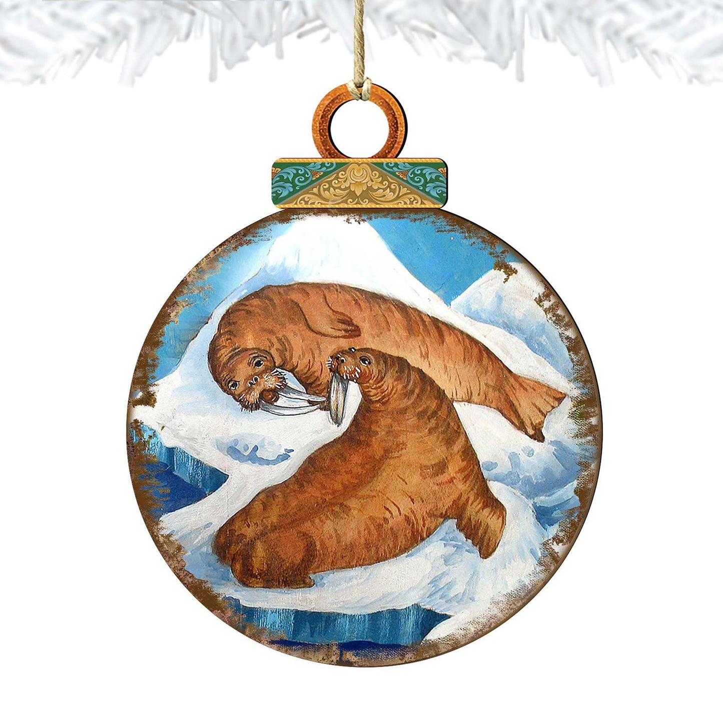 Sea Lions Ball Wooden Ornaments by G. DeBrekht - Coastal Holiday Decor - 8025377