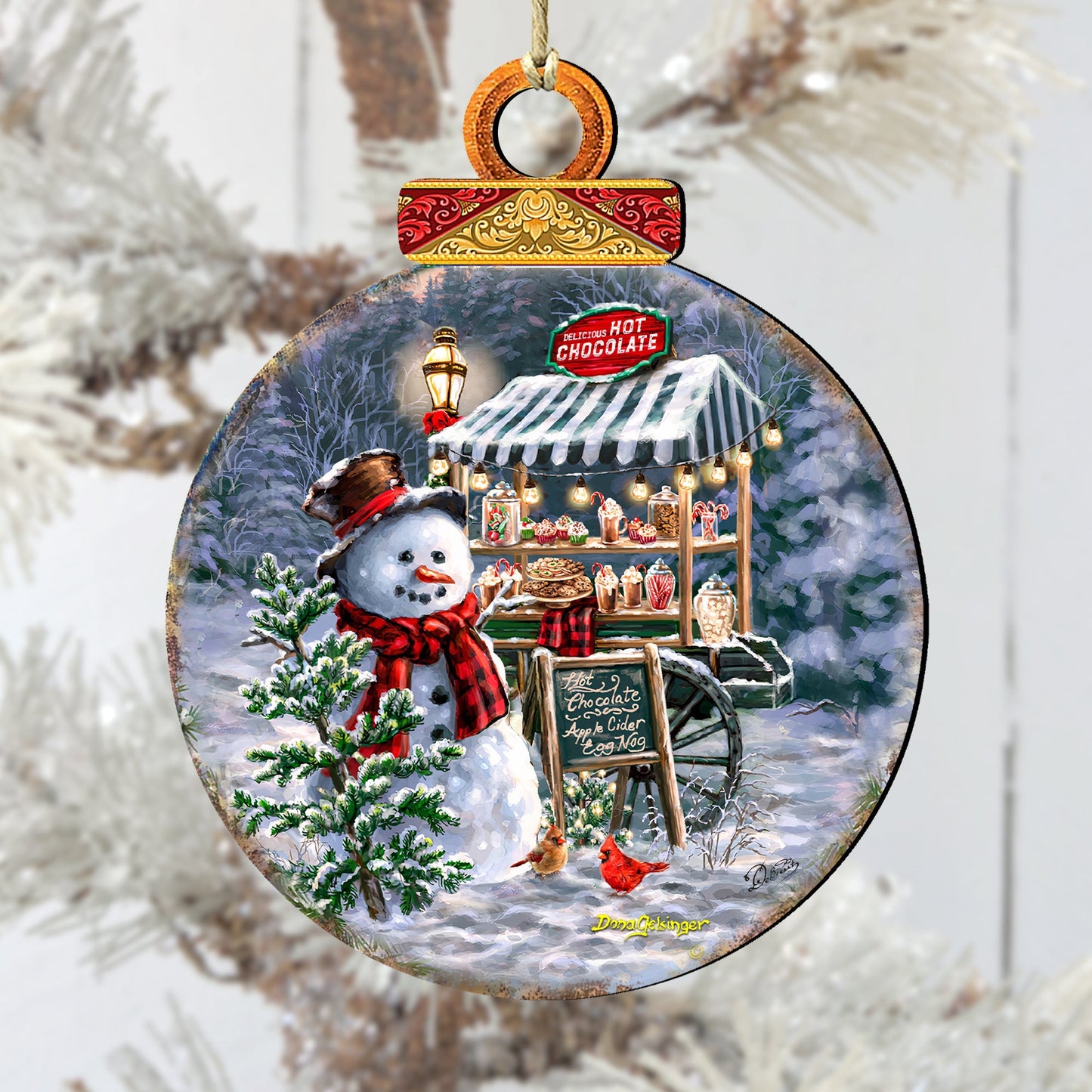 Hot Chocolate Stand - Frosty Fun Wooden Ornaments by D. Gelsinger Christmas Santa Snowman Decor - 8611087-DG