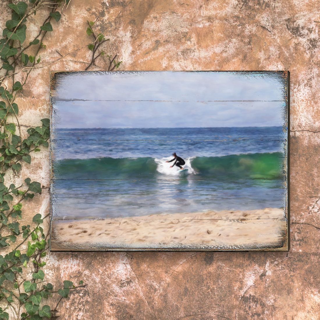 Surfer at the Shore Wooden Coastal Wall Art by Nature Wonders - Coastal Sea-Life Decor - 95227-2B