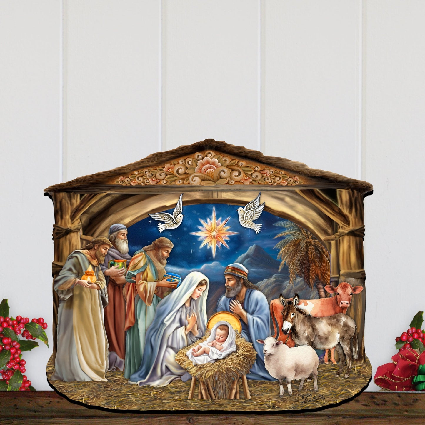 The Birth of Jesus Nativity Scene Holiday Door Decor by G. Debrekht - Nativity Holiday Decor - 8652761H