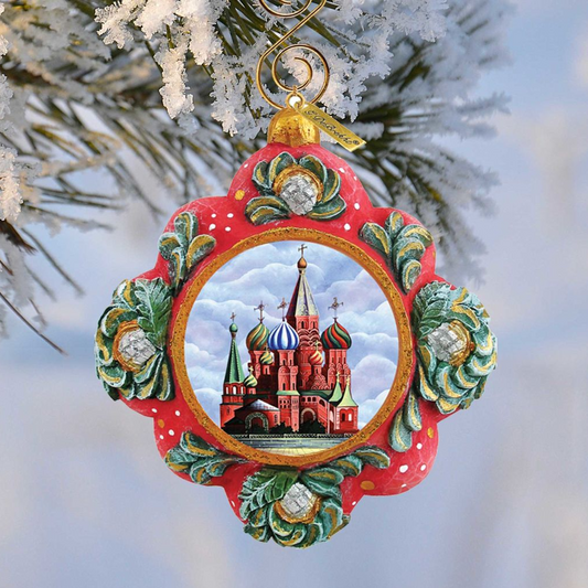 St Basil Cathedral Sculpted Hand-Painted Christmas Ornament by G. DeBrekht - Christmas Decor - 6103405