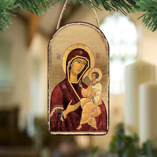 Virgin Mary Religious Orthodox Sacred Icon Ornament - Inspirational Icon Decor - 87063