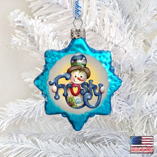 Frosty Mercury Glass Ornament by Jamie Mills-Price - Christmas Santa Snowman Decor - 778202-7505