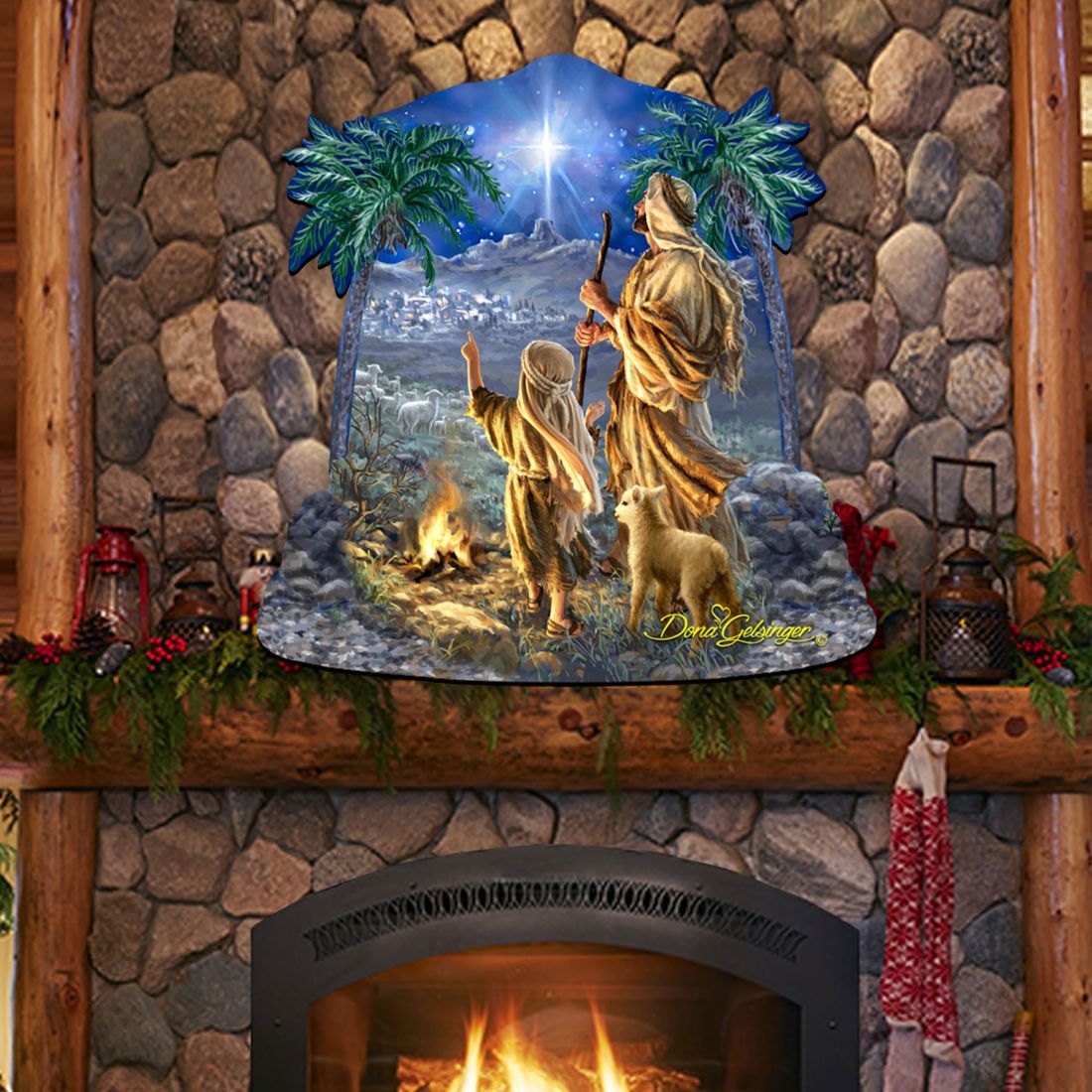 Shepherds Keeping Watching Nativity Door Decor by D. Gelsinger - Nativity Holiday Decor - 8161025H-1838