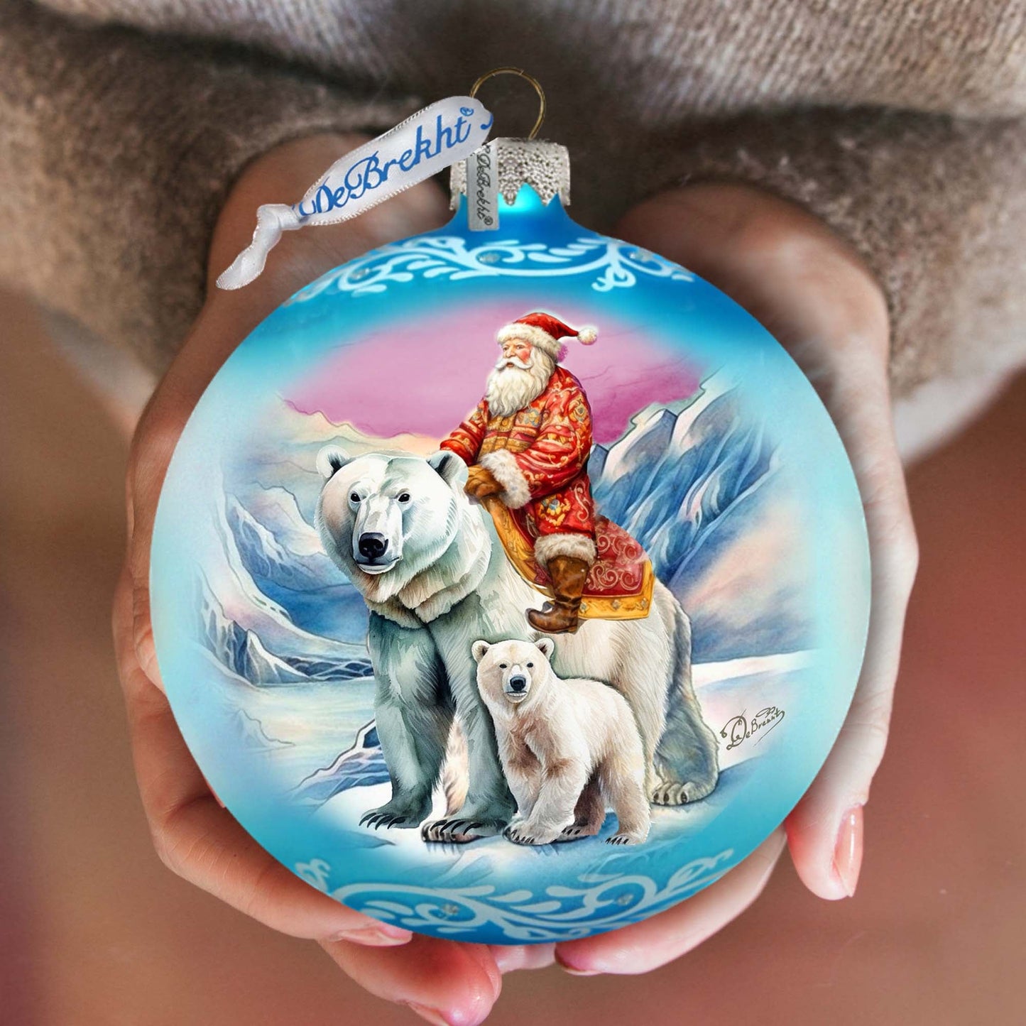 Arctic Adventurer Lg Glass Ornament by G.Debrekht - Christmas Santa Snowman Decor - 73966
