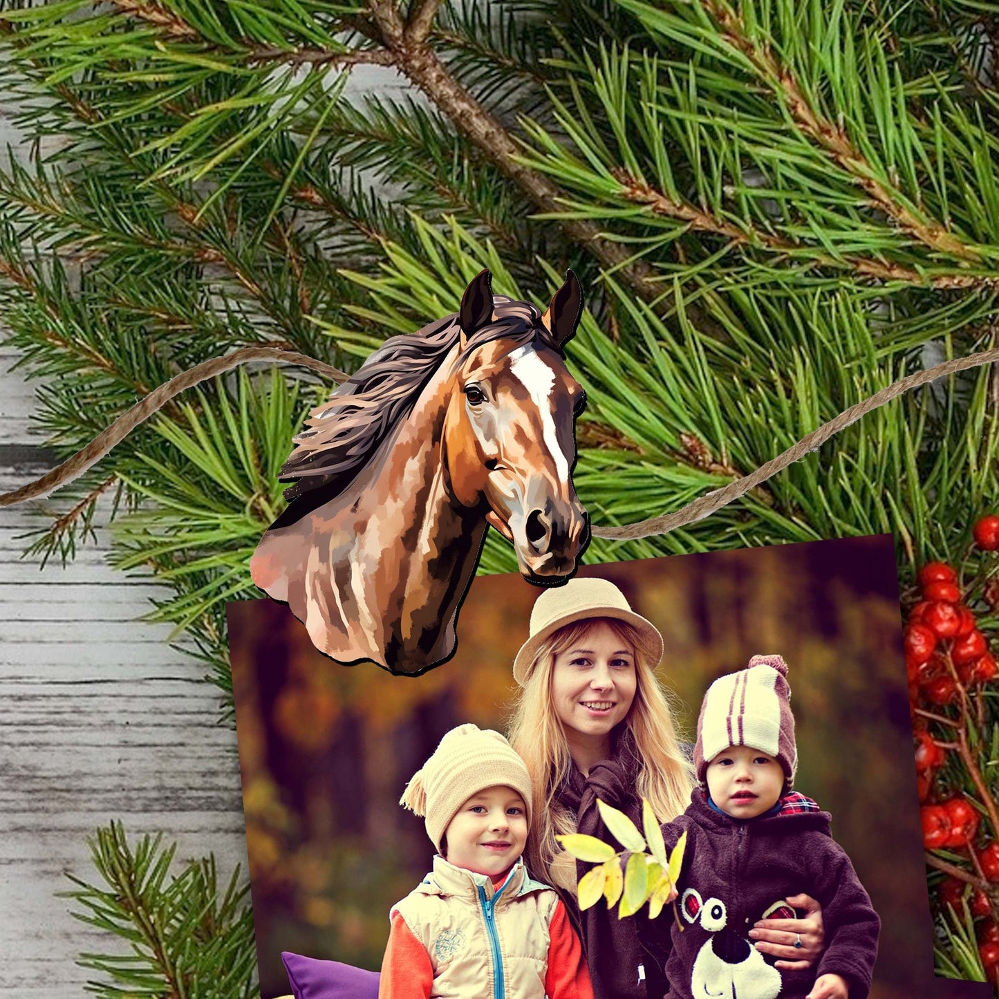 Horses Decorative Wooden Clip-on Ornaments Set of 6 by G. Debrekht - Christmas Decor - 8090039C-S6
