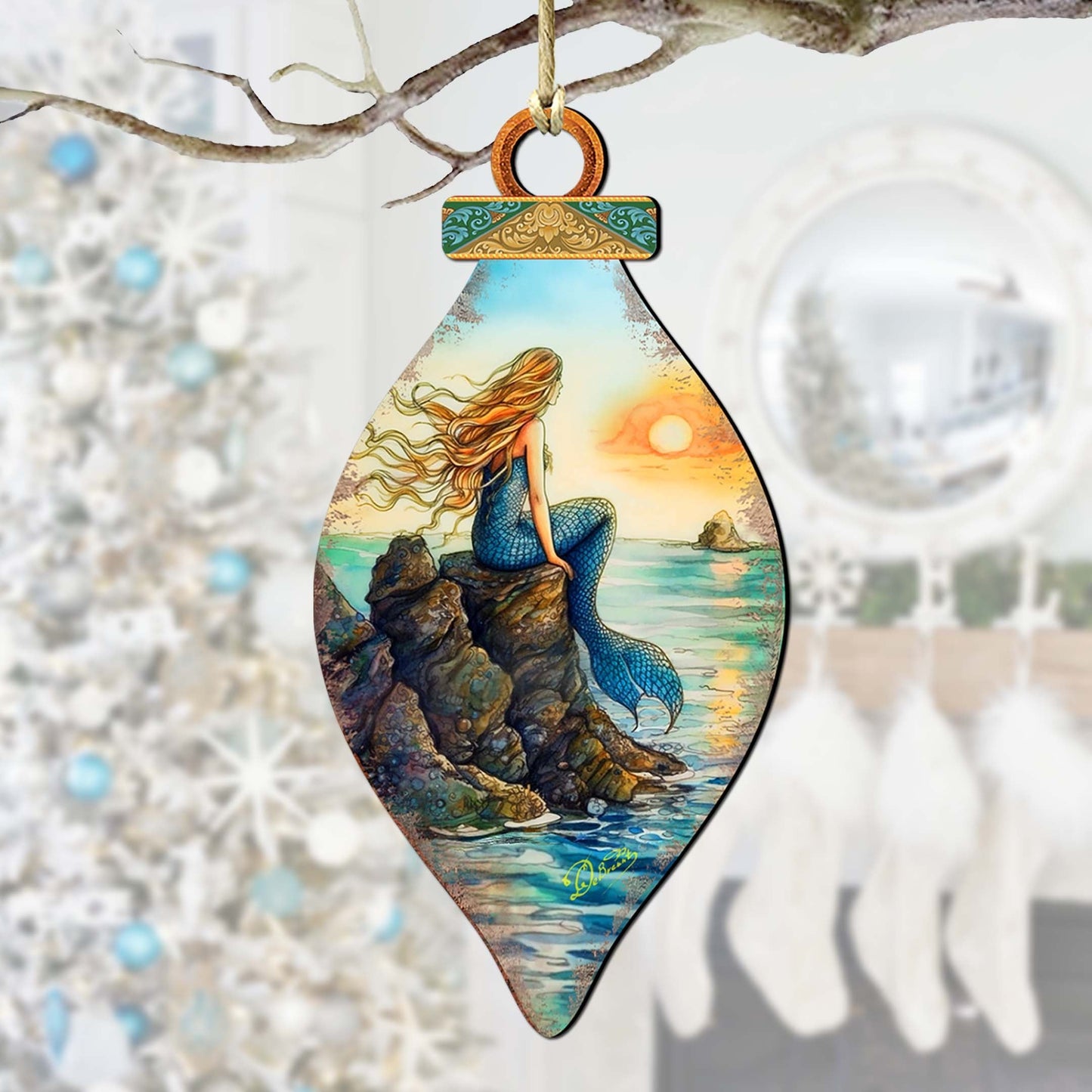 Mermaid Coastal Wooden Ornaments by G. DeBrekht Coastal Holiday Decor - 8688169