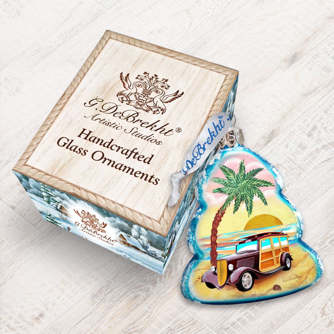 Car Woody Mercury Glass Ornament by G. DeBrekht - Coastal Holiday Decor - 776278