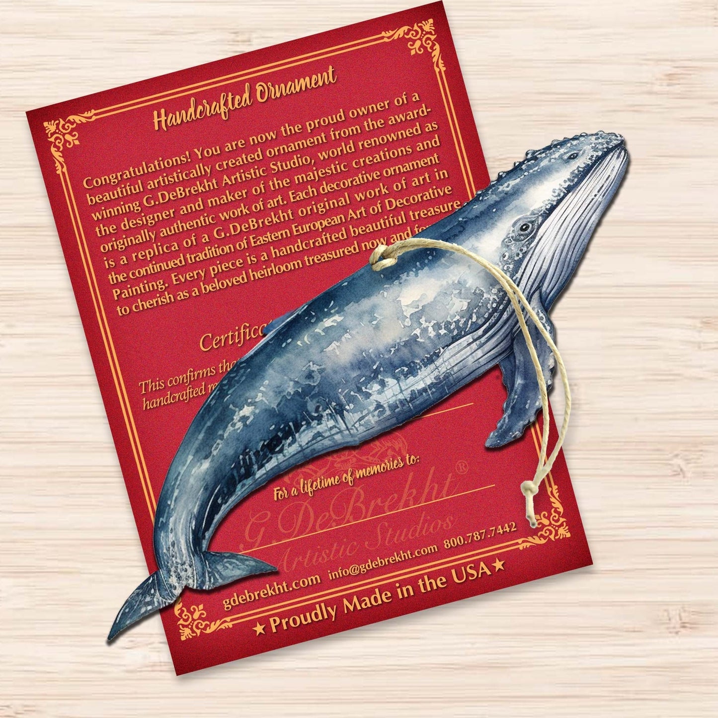 Alaskan Humpback Whale Wooden Ornaments by G.Debrekht - Wildlife Holiday Decor - 8710103-2