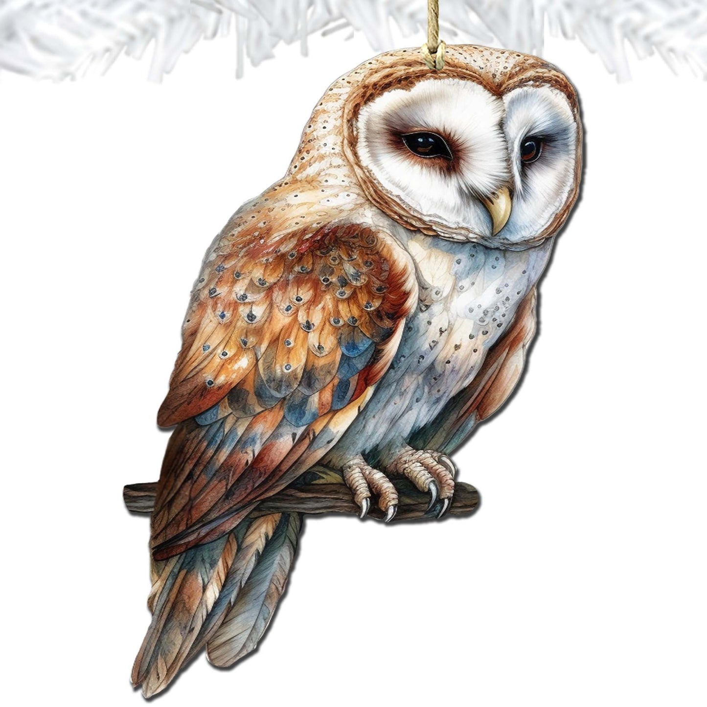 Alaskan Short-eared Owl Wooden Ornaments by G.Debrekht - Wildlife Holiday Decor - 8710004-4