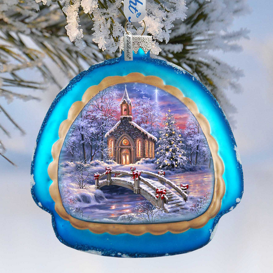 O Come Emmanuel Rainbow Glass Christmas Ornament by D. Gelsinger - Nativity Holiday Decor - 756-026-DG