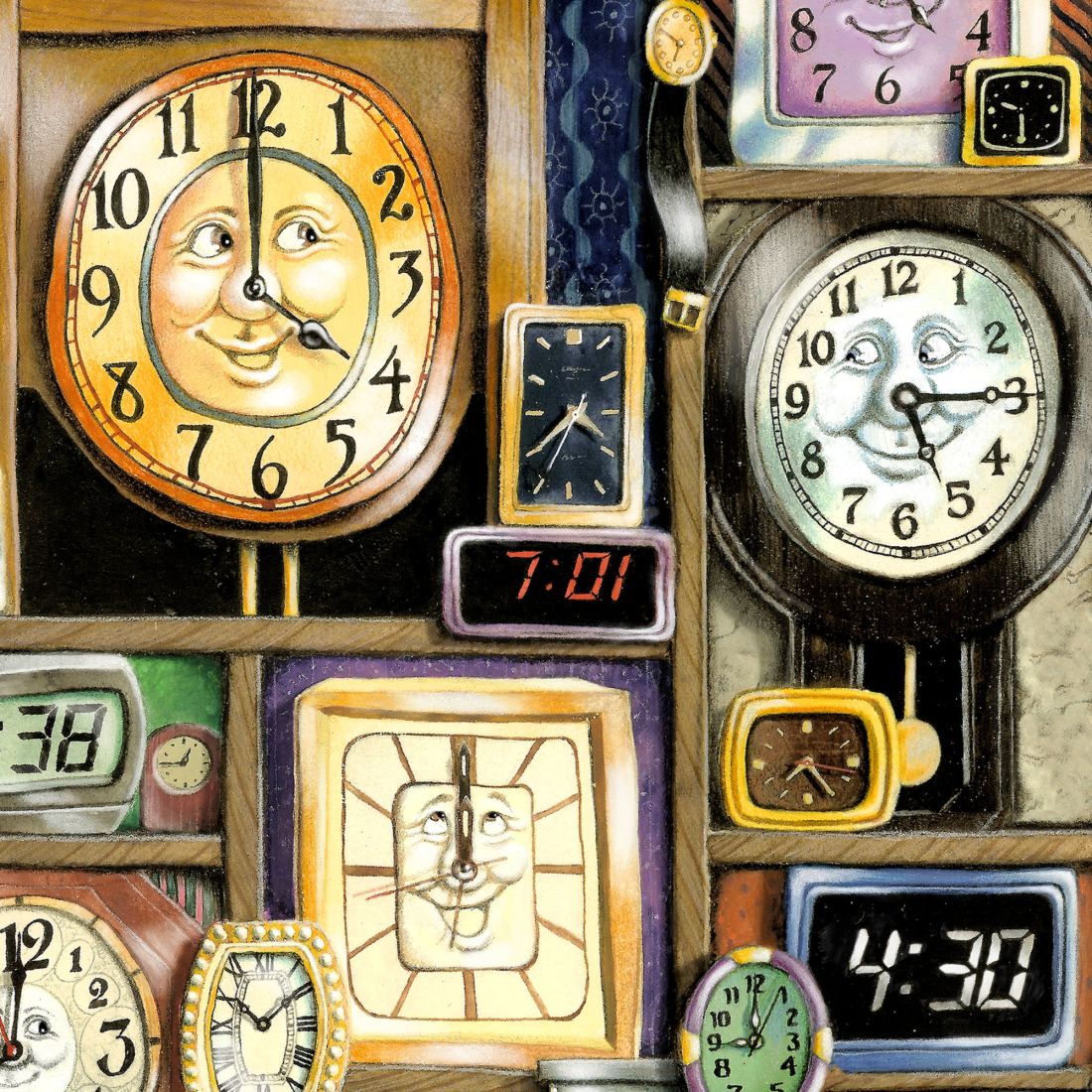 Telling Time Whimsical Wall Art by Laura Seeley - Love Family Kids Decor - 8513014-LS