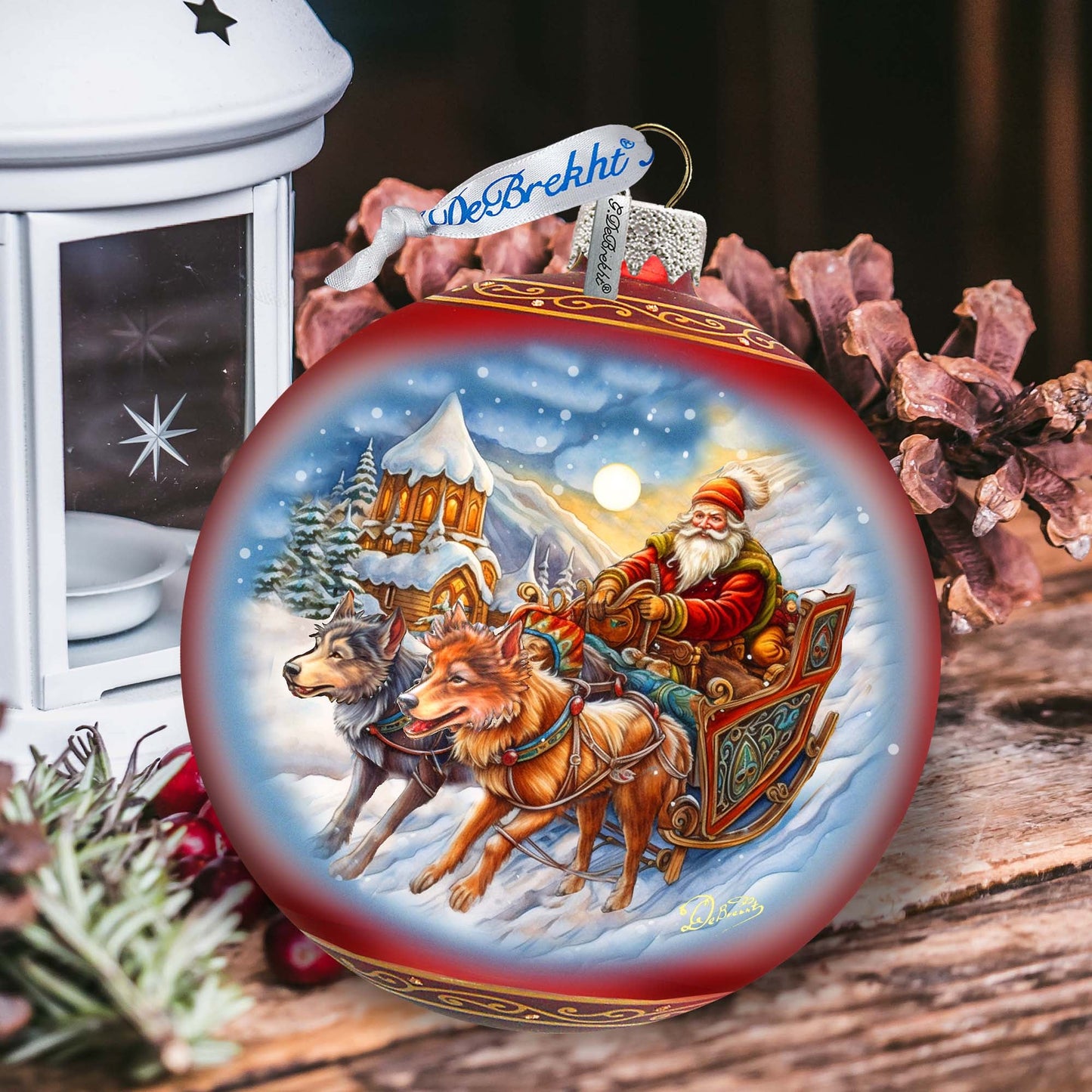 Snowy Trails Lg Glass Ornament by G.Debrekht - Christmas Santa Snowman Décor - 73943