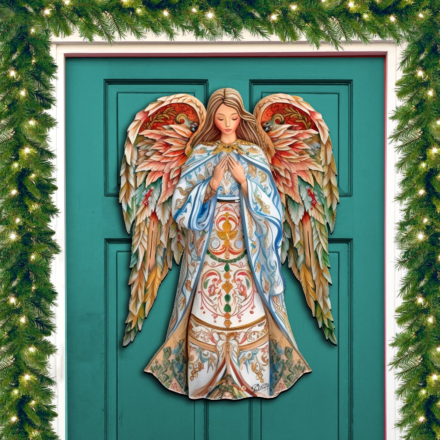 Elegant Angel of Hope Holiday Door Decor by G. Debrekht - Nativity Holiday Decor - 8611073H
