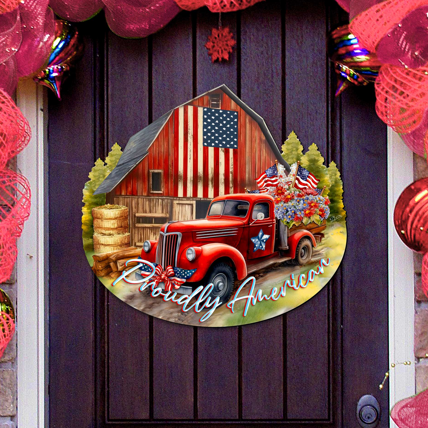 Proudly American Decorative Holiday Door Decor by G. DeBrekht - American Christmas Decor - 8652790H