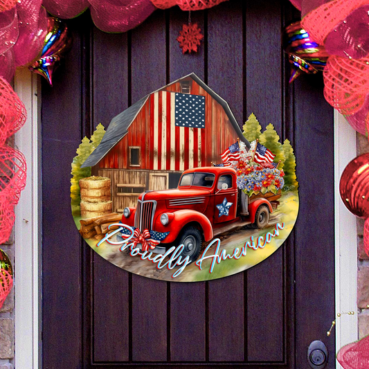 Proudly American Decorative Holiday Door Decor by G. DeBrekht - American Christmas Decor - 8652790H