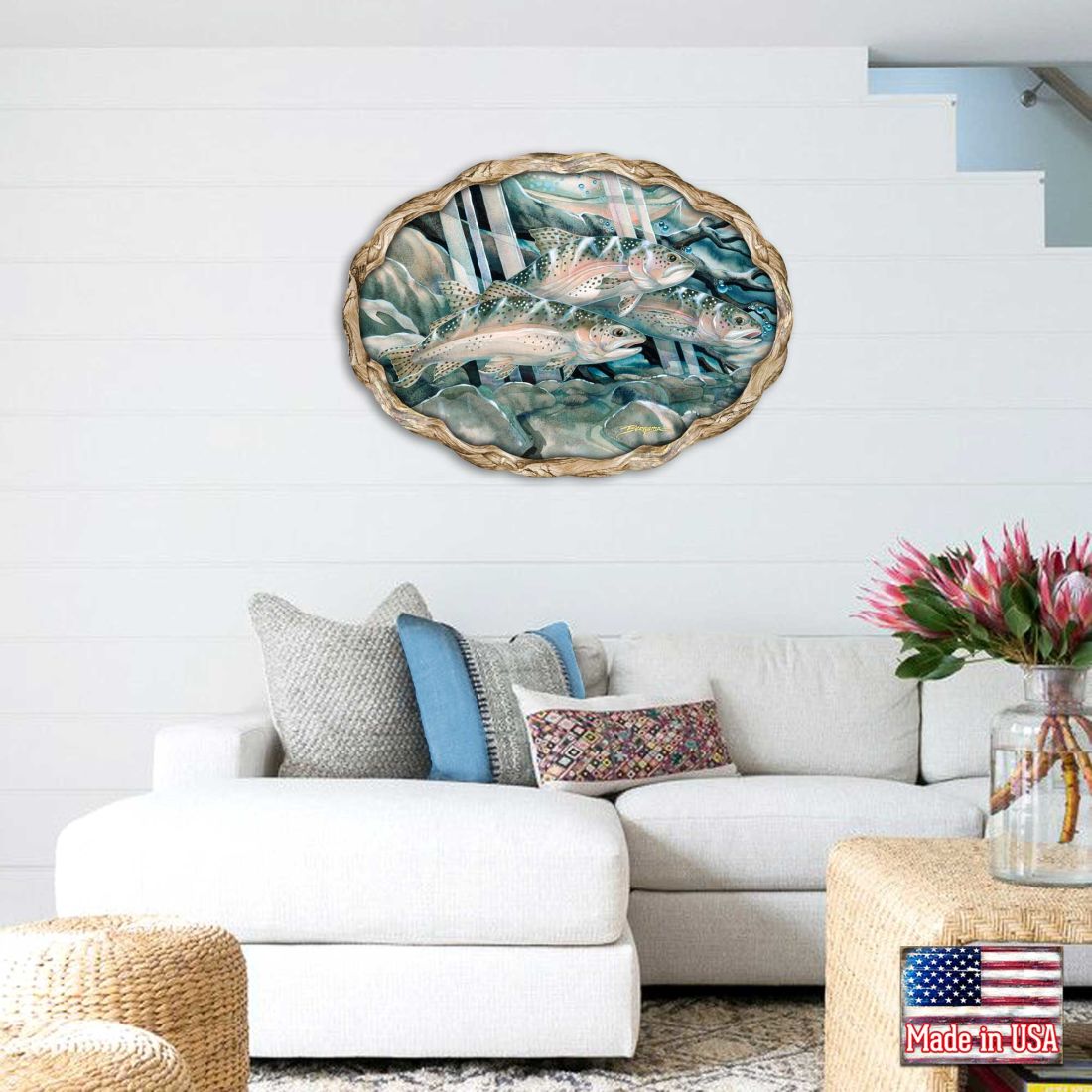 Catch the Rainbow Trout Wildlife Wall Art - J. Bergsma - Wildlife Holiday Decor - 8591674W-JB