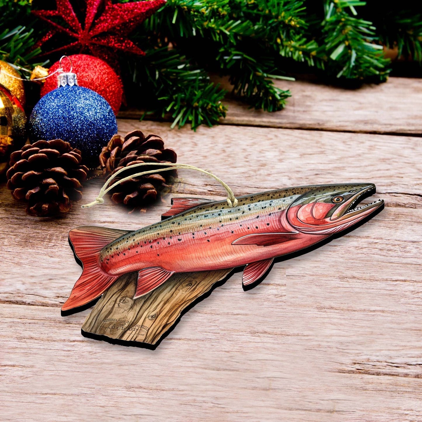 Alaskan Red Sockeye Wooden Ornaments by G.Debrekht - Wildlife Holiday Decor - 8710109-1