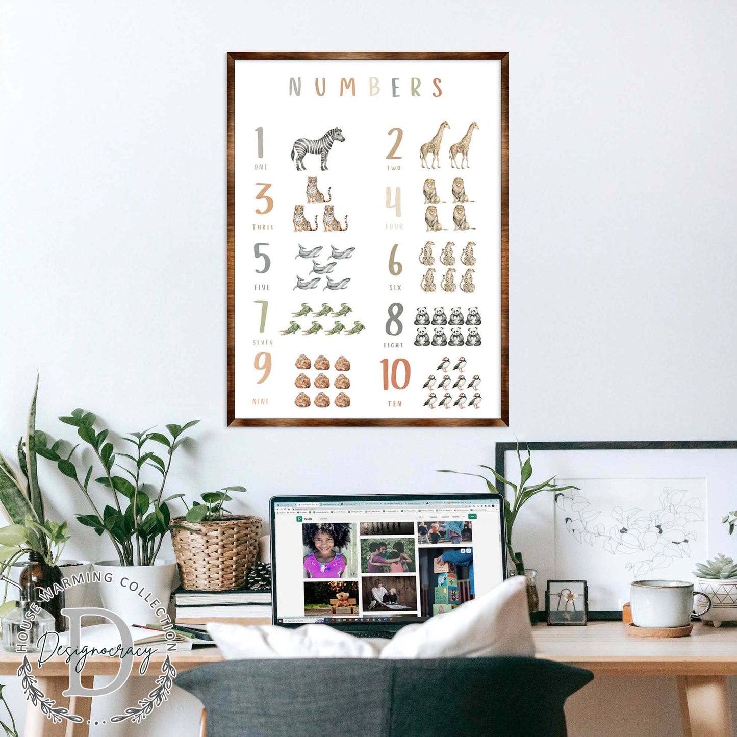 Nature Number Wall Decor - ABC 123 Kids - Homeschool I Educational Poster - Art for kids - Alphabet - Wooden Classroom Decor - 310213