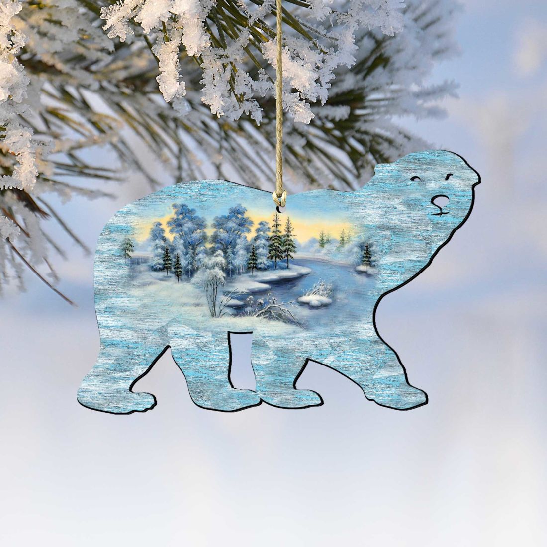 Polar Bear Christmas Wooden Ornaments by G. DeBrekht - Wildlife Holiday Decor - 8198225
