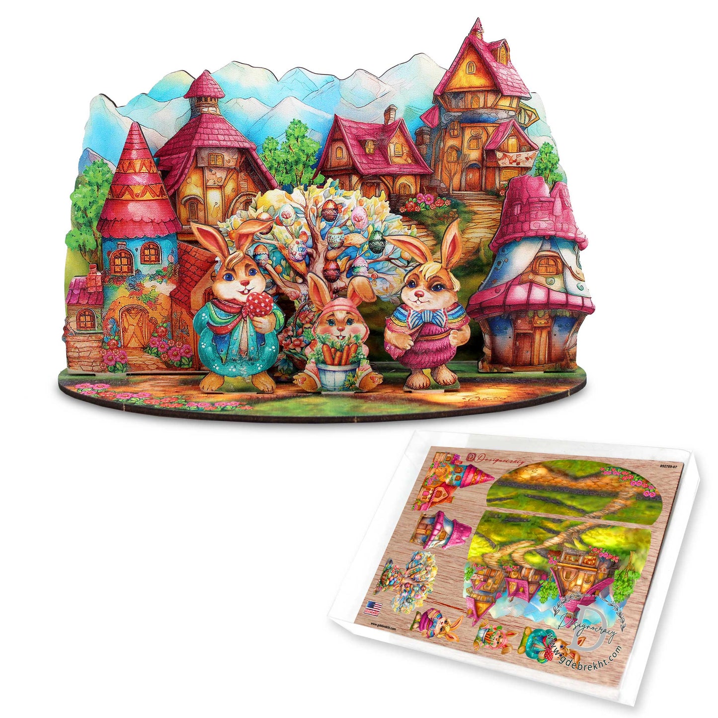 Easter Bunny Village Decorative Village Set by G. Debrekht Easter Spring Decor - 852769